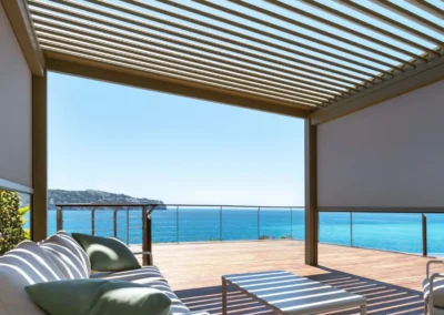Bioclimatic pergola with adjustable louvres installed on a terrace in Tenerife